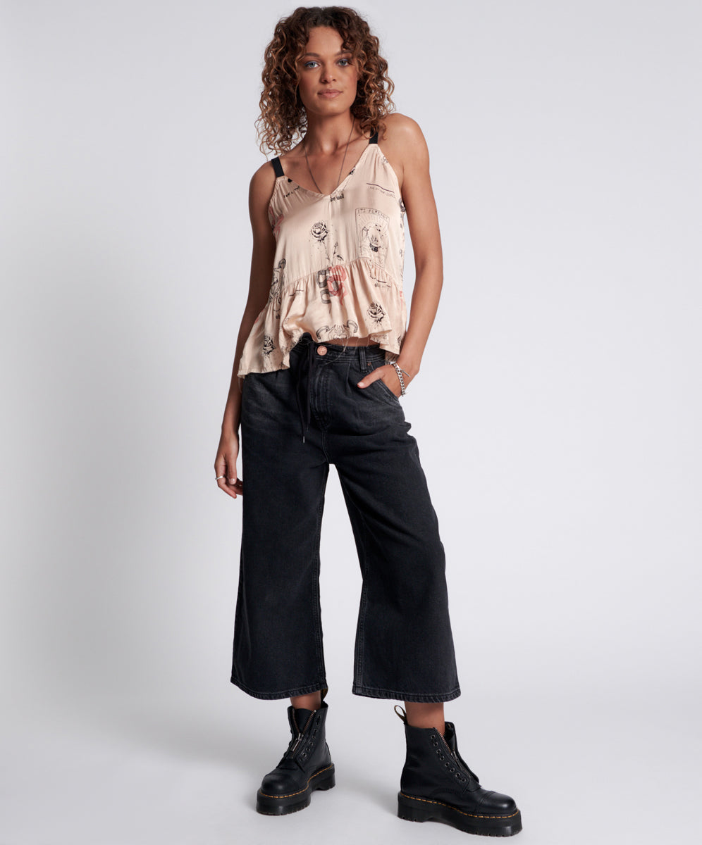 Products Bad Boys High Waist Wide Leg Denim Jeans - Worn Black