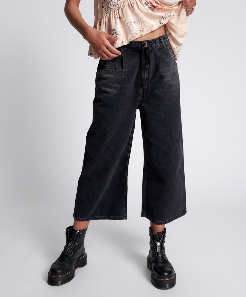 Products Bad Boys High Waist Wide Leg Denim Jeans - Worn Black