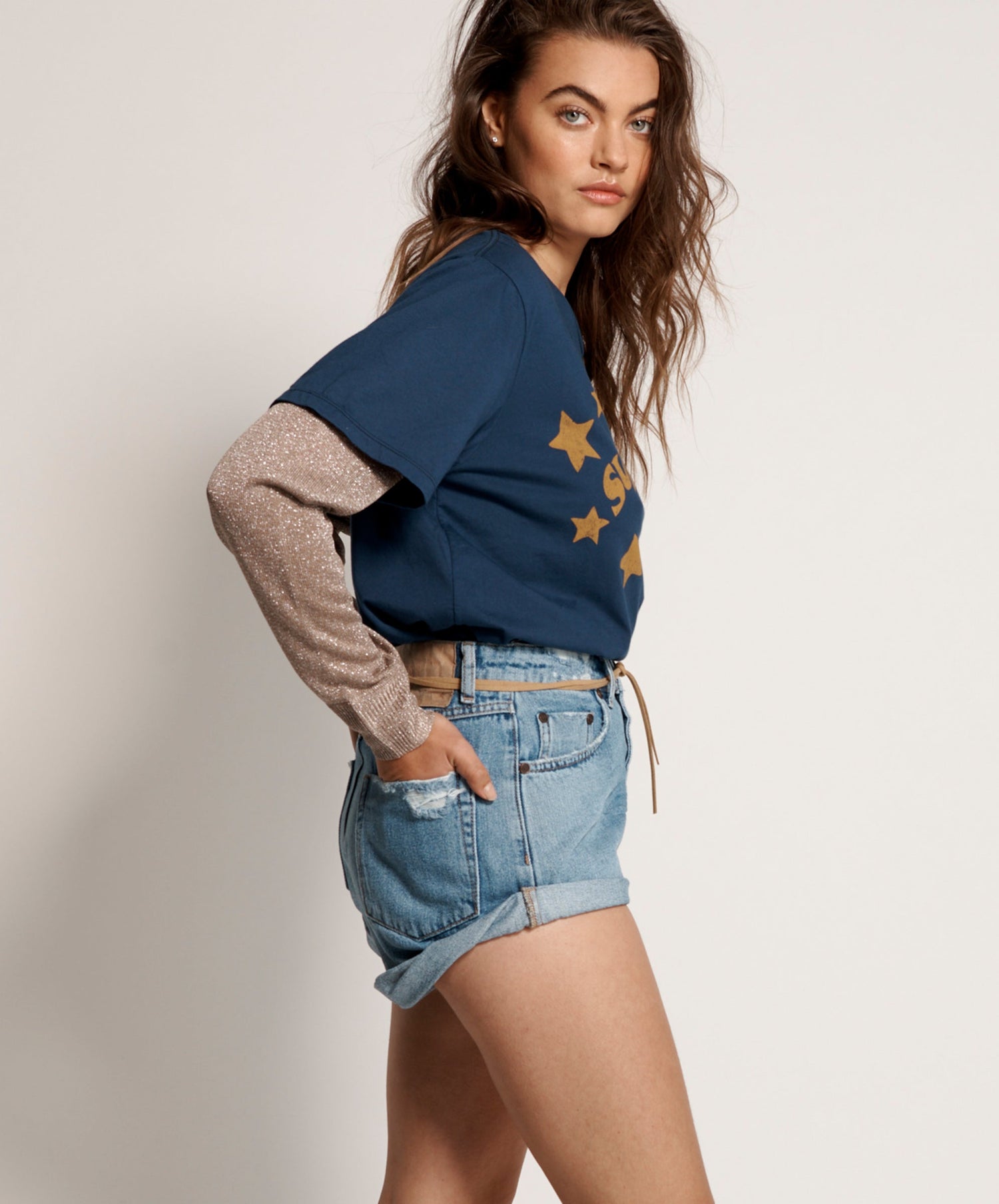 Products Bandits Mid Waist Denim Shorts - Pacifica Blue