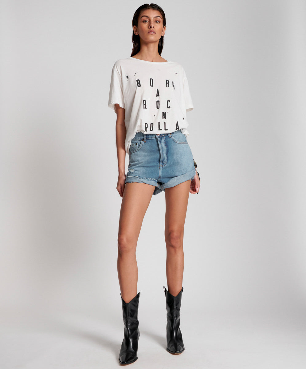 Products Bandits High Waist Denim Shorts - Pacifica Blue