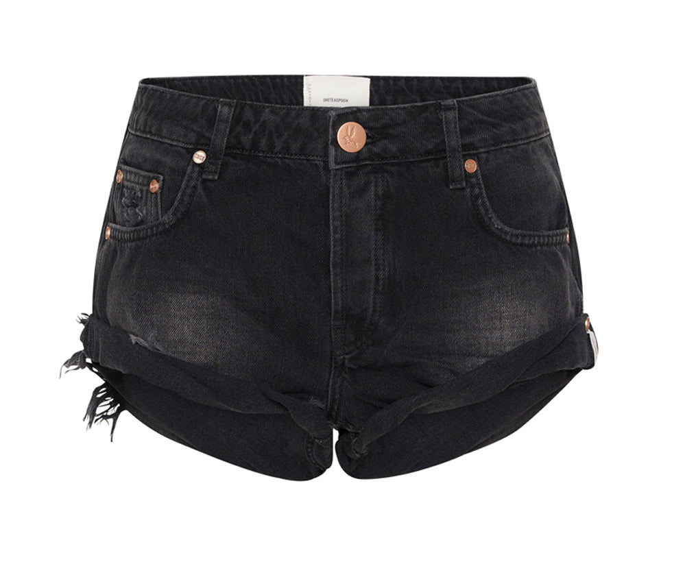 WORN BLACK BANDIT LOW WAIST SHORTS