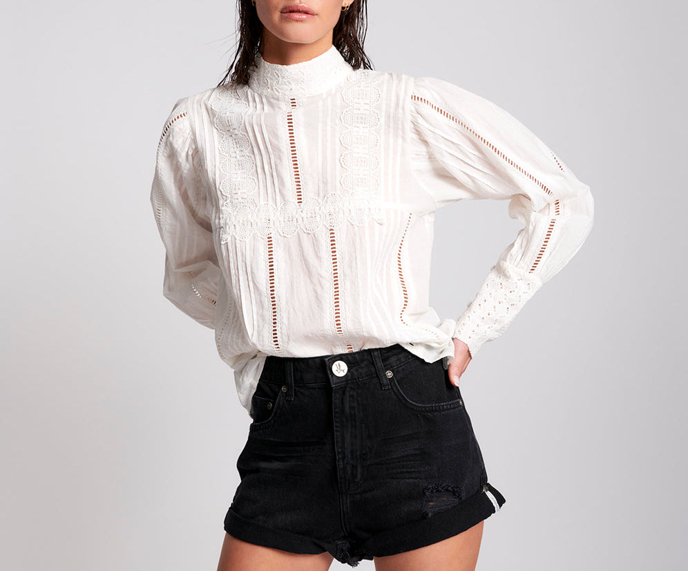 Bandits High Waist Denim Shorts - Black