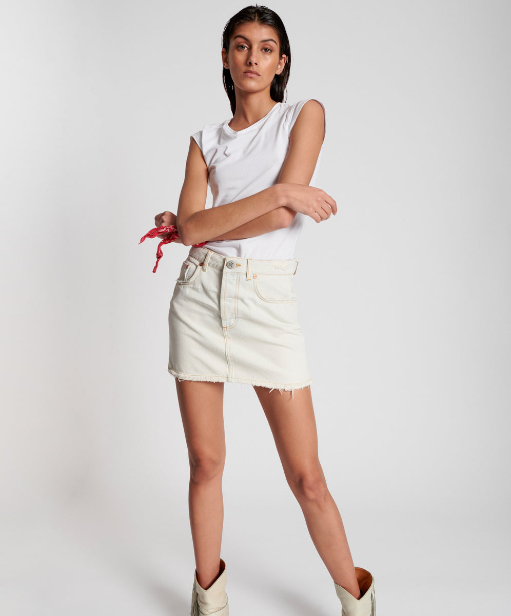 Products BRANDO 2020 MINI HIGH WAIST DENIM SKIRT WHITE