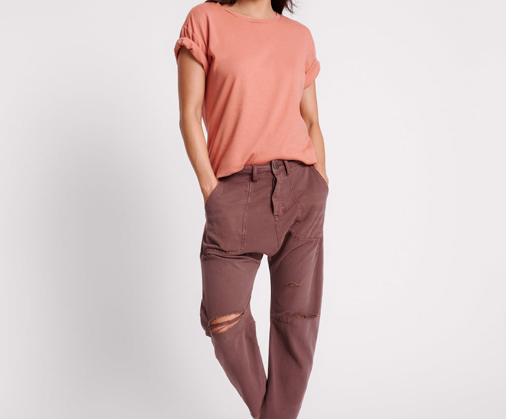 Sinners Drop Crotch Boyfriend Jeans - Chocolate