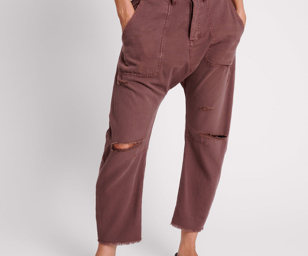 Sinners Drop Crotch Boyfriend Jeans - Chocolate