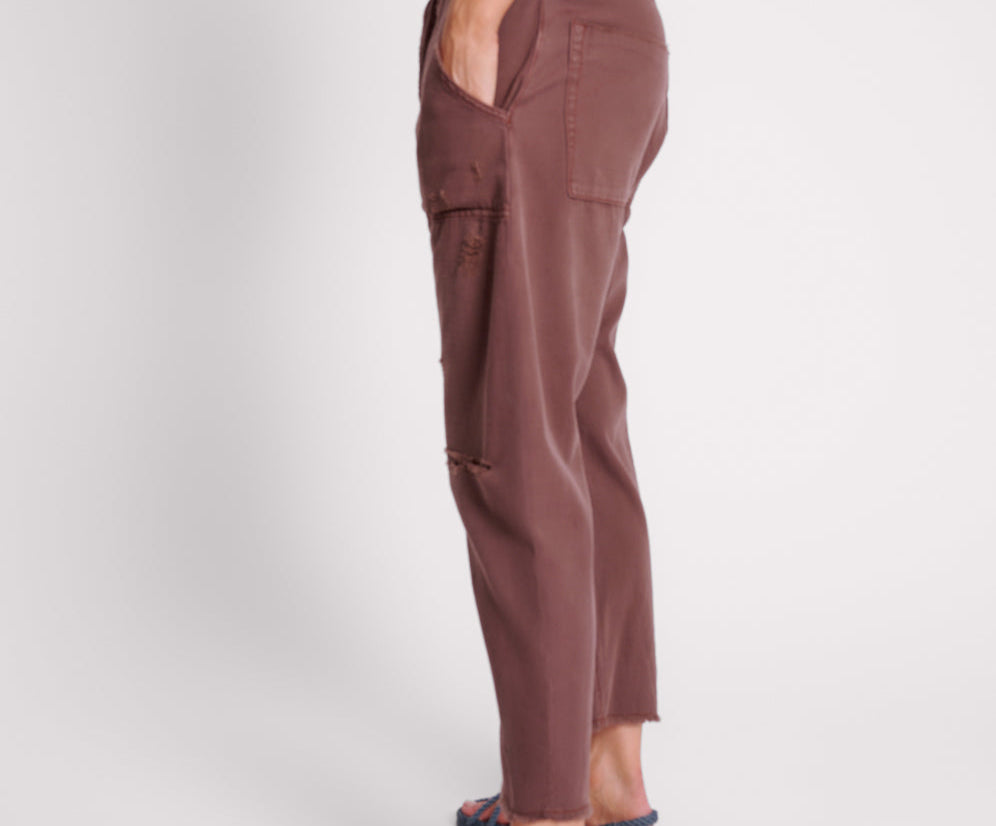 Sinners Drop Crotch Boyfriend Jeans - Chocolate