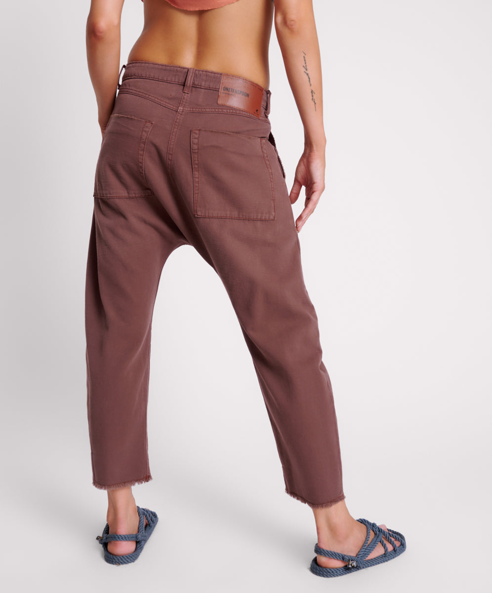 Sinners Drop Crotch Boyfriend Jeans - Chocolate