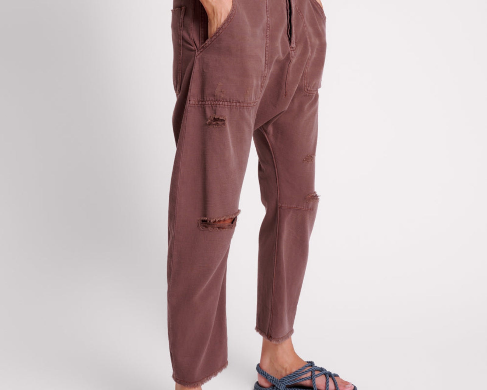 Sinners Drop Crotch Boyfriend Jeans - Chocolate