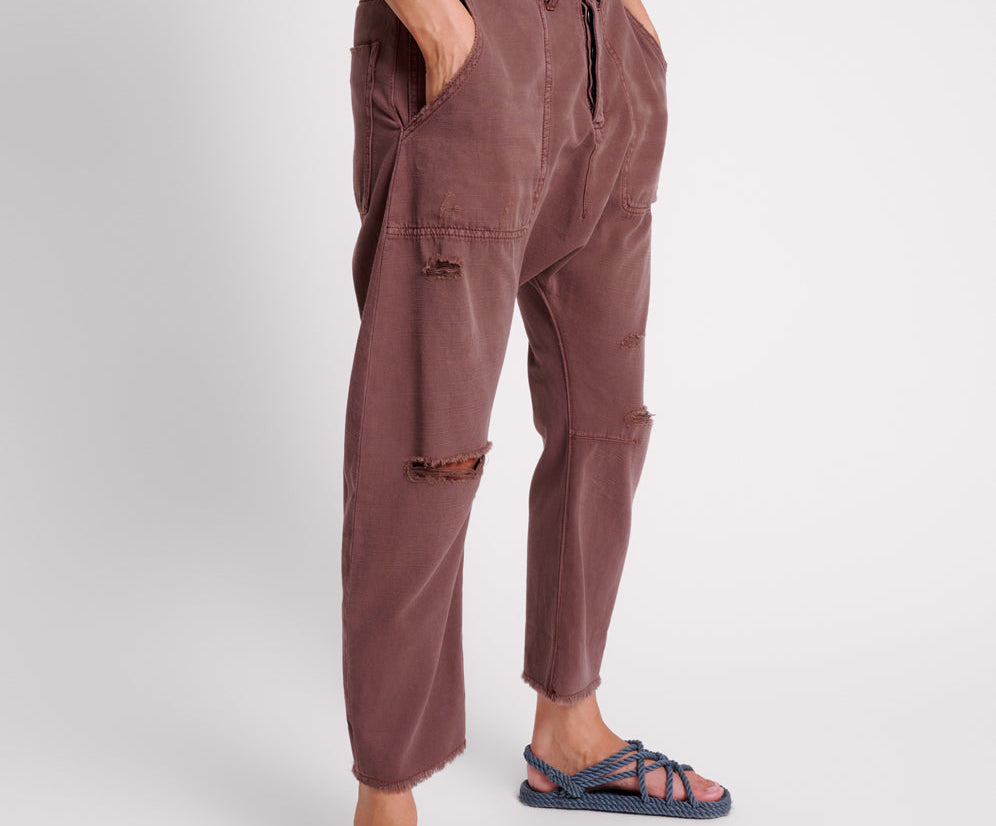 Sinners Drop Crotch Boyfriend Jeans - Chocolate