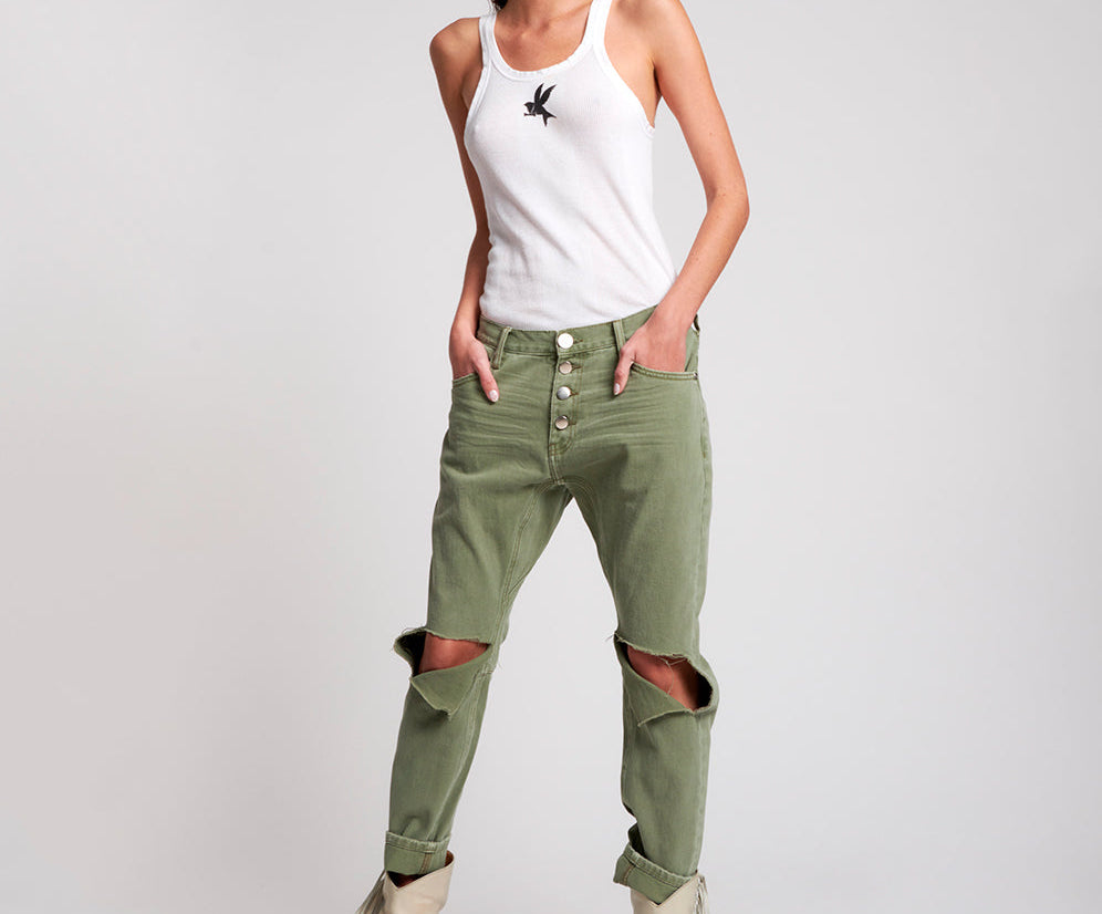 SUPER KHAKI SAINTS BOYFRIEND JEANS