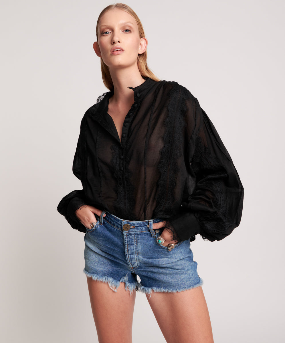Last Stock SOHO BLUE BONITA HIGH WAIST DENIM SHORT