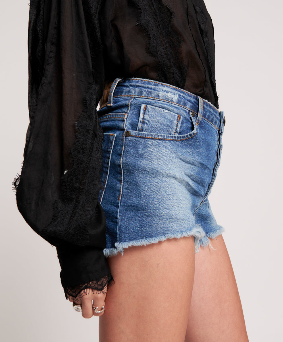 Last Stock SOHO BLUE BONITA HIGH WAIST DENIM SHORT