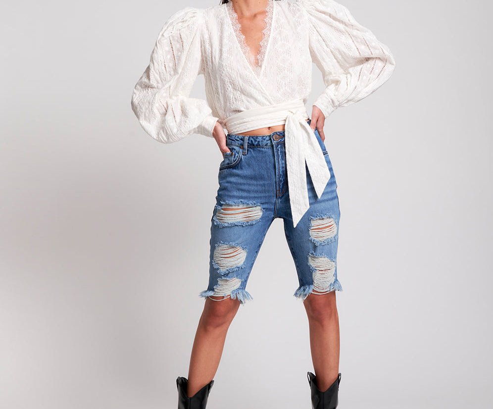 Truckers Mid Waist Relaxed Denim Shorts - Delaware