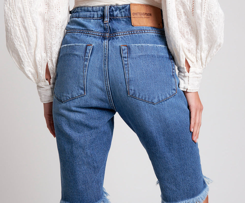 Truckers Mid Waist Relaxed Denim Shorts - Delaware