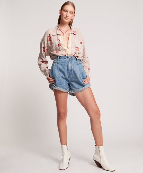 Streetwalkers High Waist 80S Fit Denim Shorts - Venice Blue | One