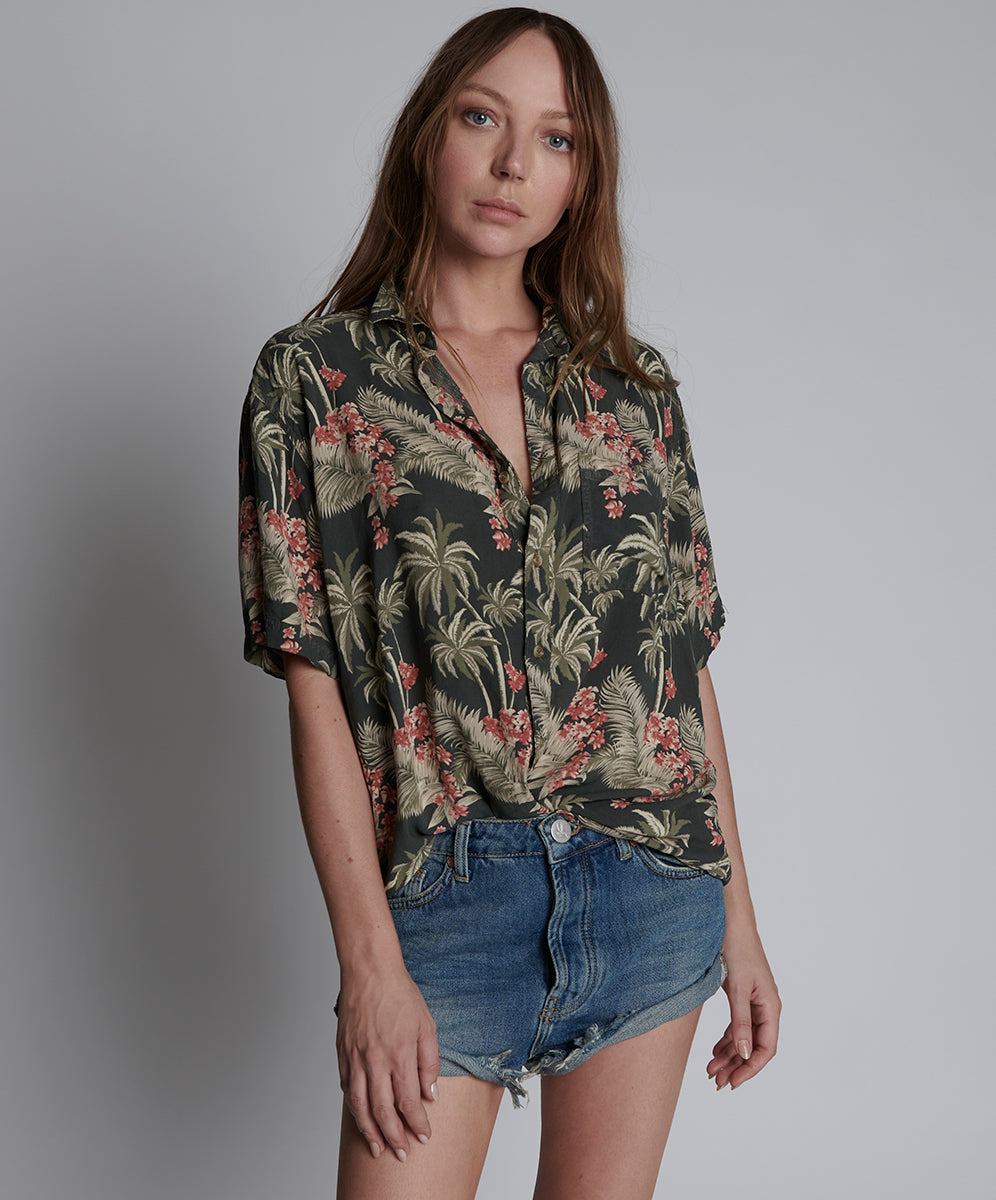 Products KHAKI PALM HAWAIIAN SHIRT