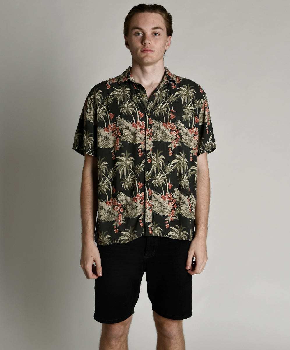 Products KHAKI PALM HAWAIIAN SHIRT