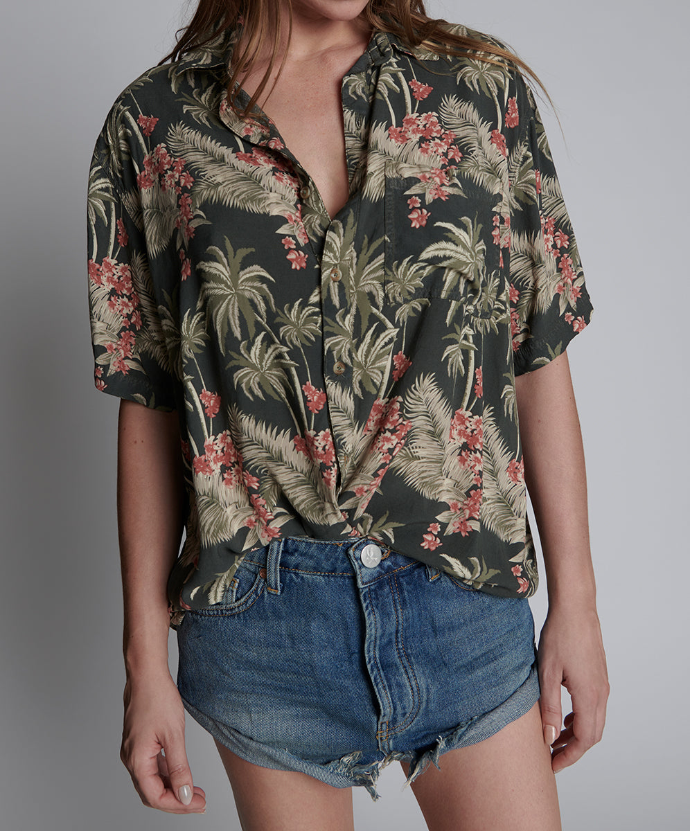Products KHAKI PALM HAWAIIAN SHIRT