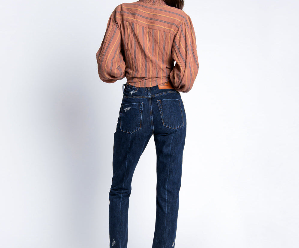 Awesome Baggies High Waist Straight Leg Denim Jeans - Virgin Blue