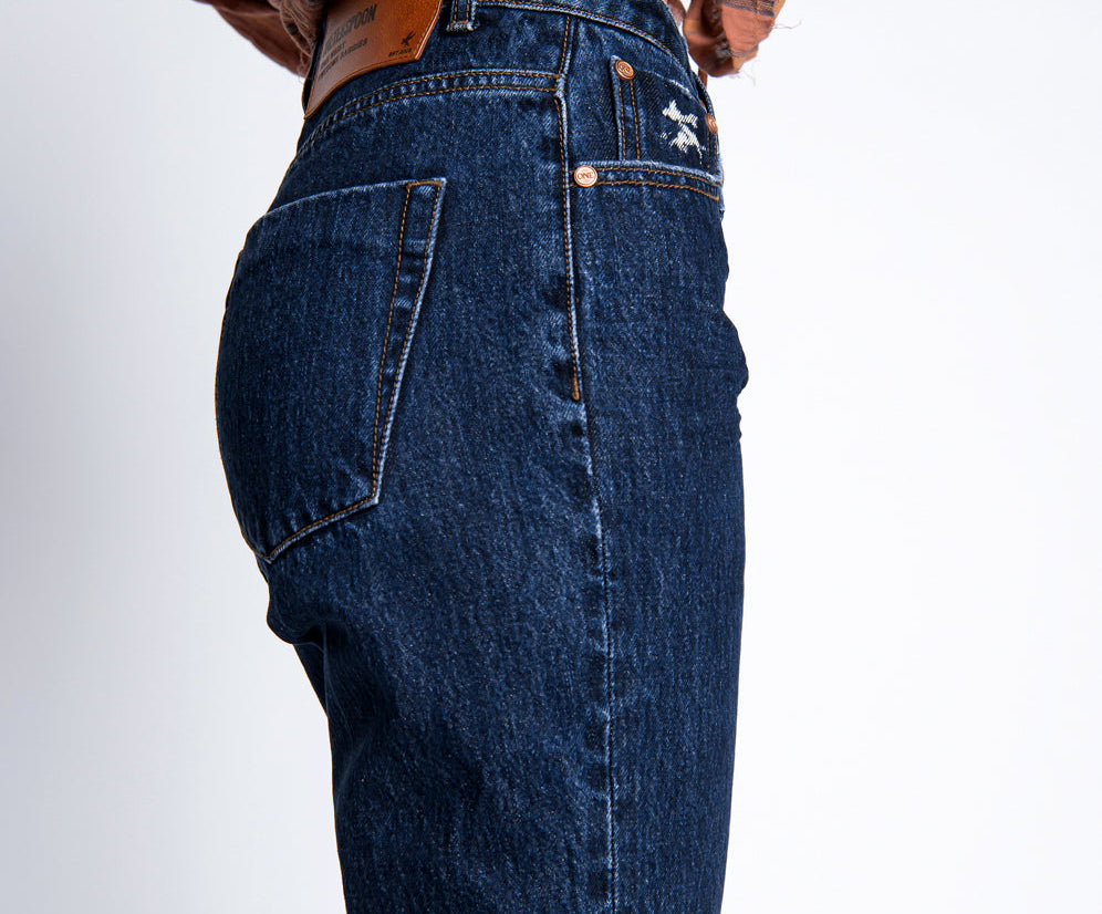 Awesome Baggies High Waist Straight Leg Denim Jeans - Virgin Blue