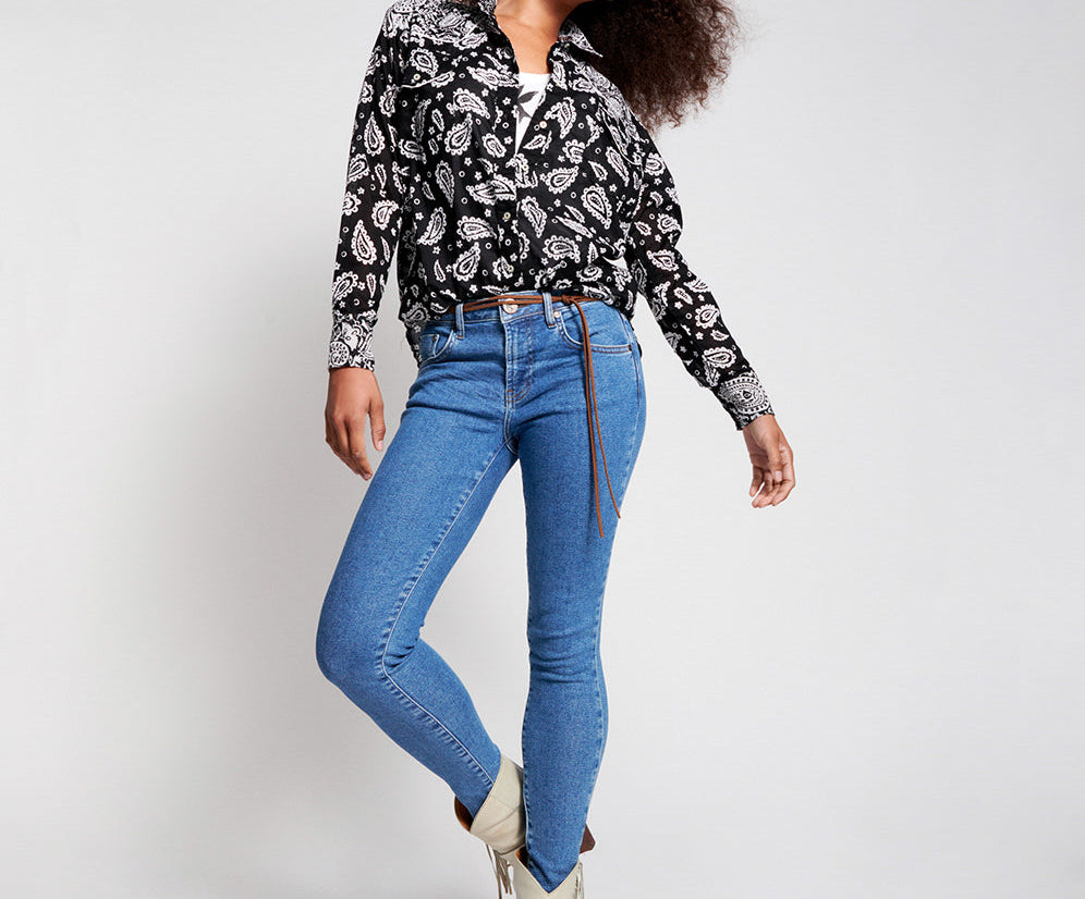 Freebirds High Waist Rigid Skinny Denim Jeans - Miami Blue