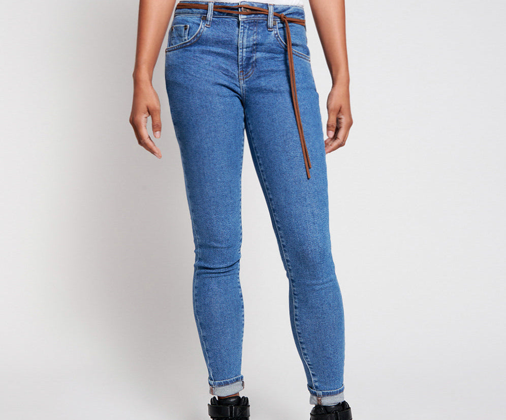 Freebirds High Waist Rigid Skinny Denim Jeans - Miami Blue