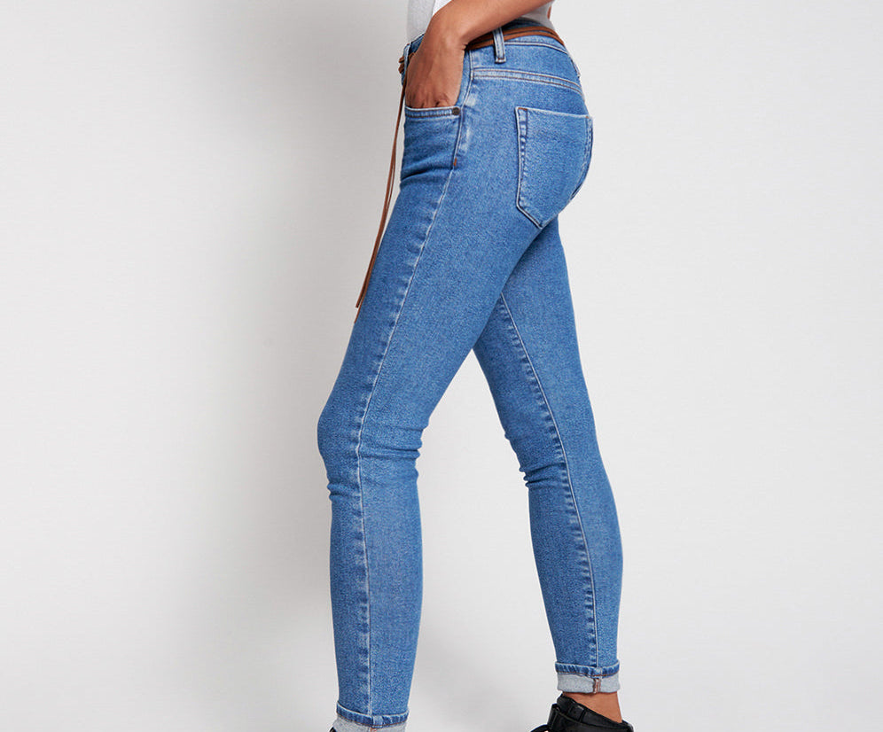 Freebirds High Waist Rigid Skinny Denim Jeans - Miami Blue