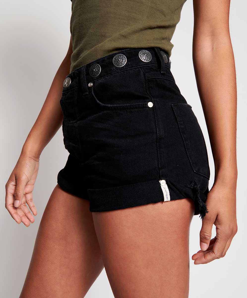 Products Bandits High Waist Studded Denim Shorts - Black