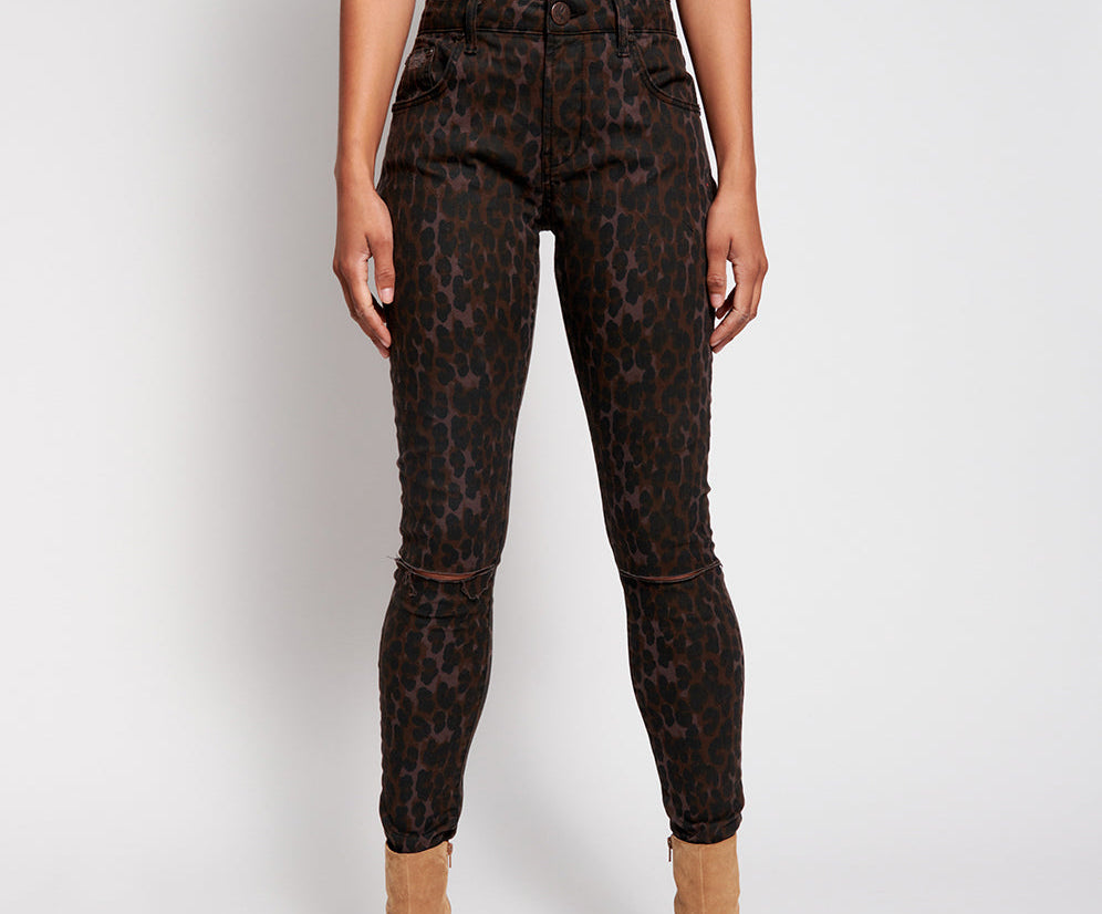 Freebirds Ii High Waist Stretch Skinny Denim Jeans - Bronze Leo