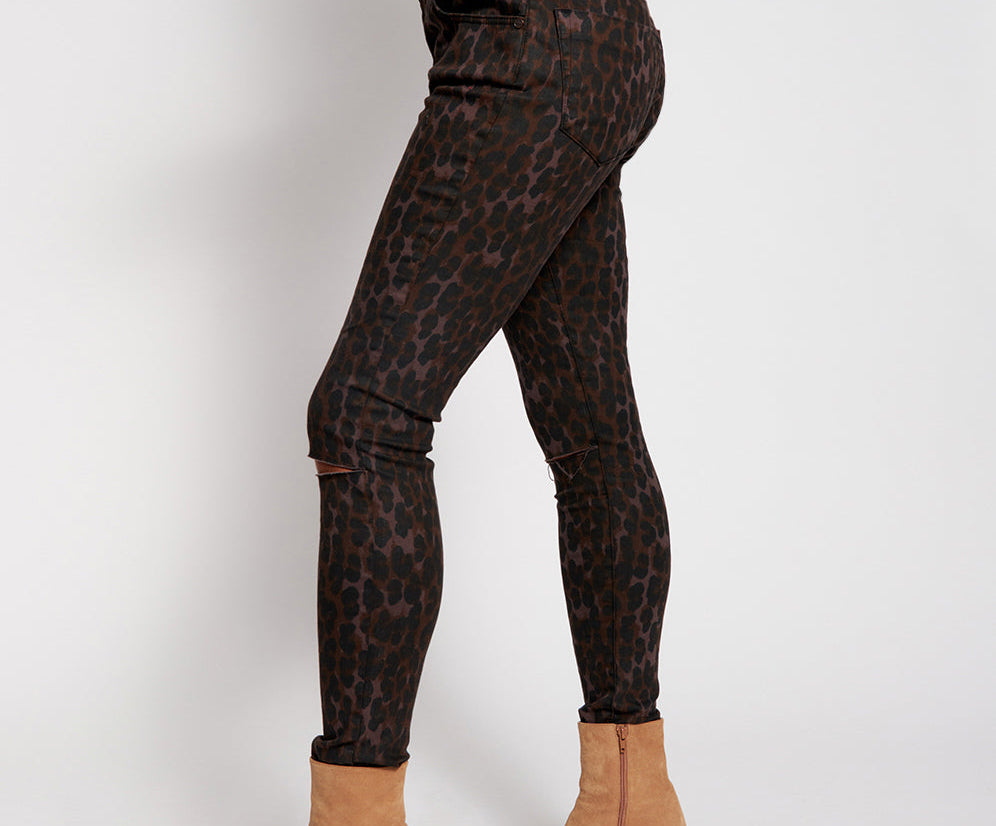 Freebirds Ii High Waist Stretch Skinny Denim Jeans - Bronze Leo