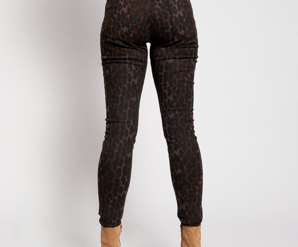Freebirds Ii High Waist Stretch Skinny Denim Jeans - Bronze Leo