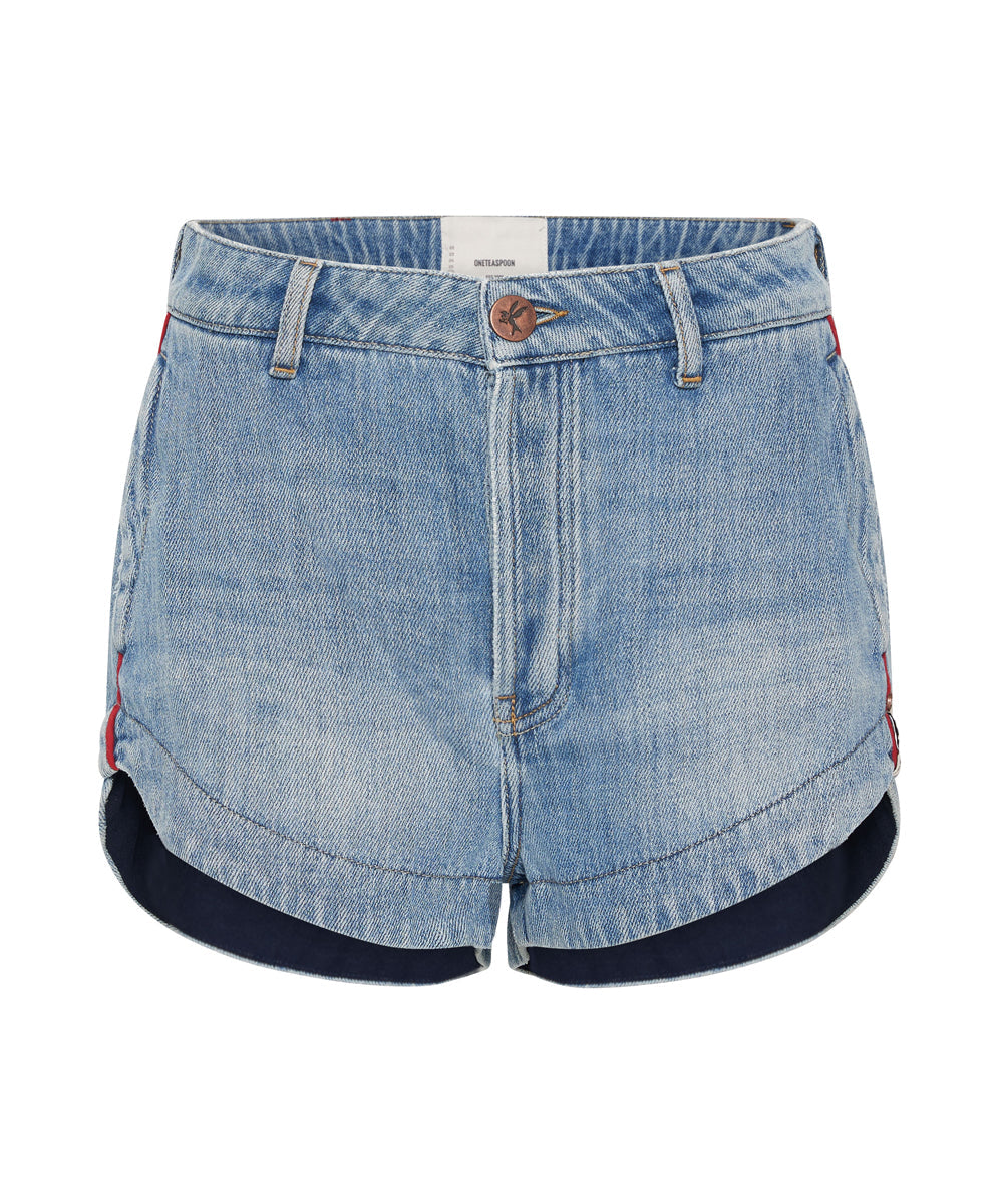 Products ASH BLUE TAILORED OUTLAWS MID LENGTH DENIM SHORT