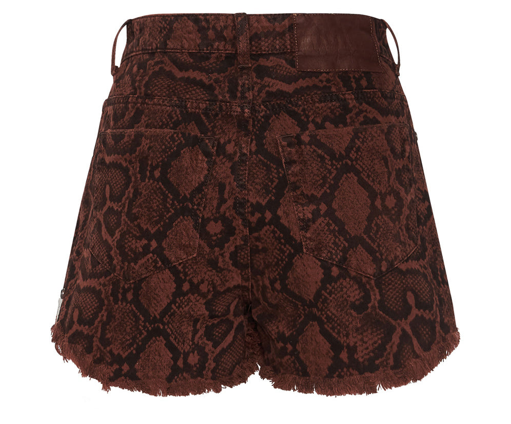 Bonitas High Waist Denim Shorts - Python Snake Print