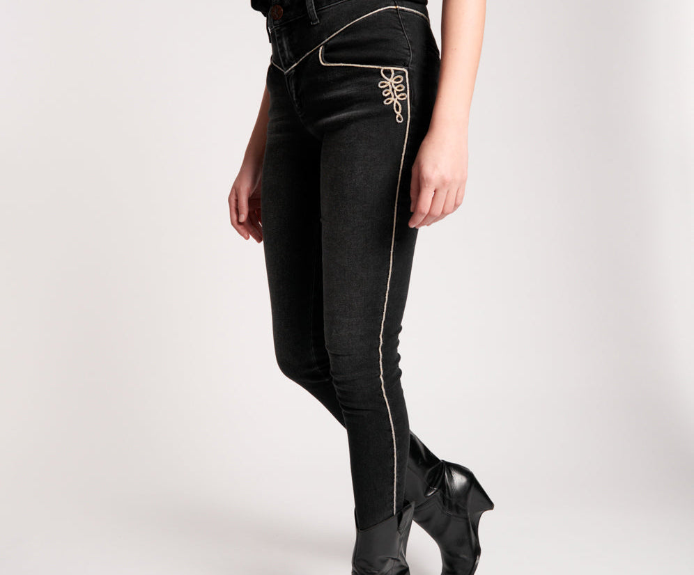 Preachers High Waist Skinny Stretch Denim Jeans - Sonic Black