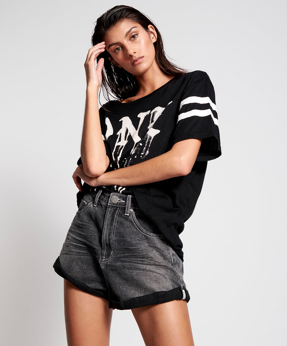 Products Bandits High Waist Denim Shorts - Double Bass Black
