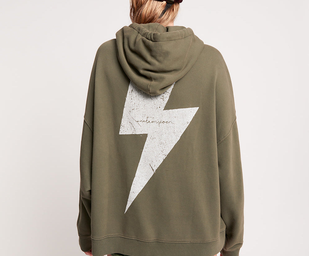 LIGHTNING BOLT KHAKI BATWING HOODY