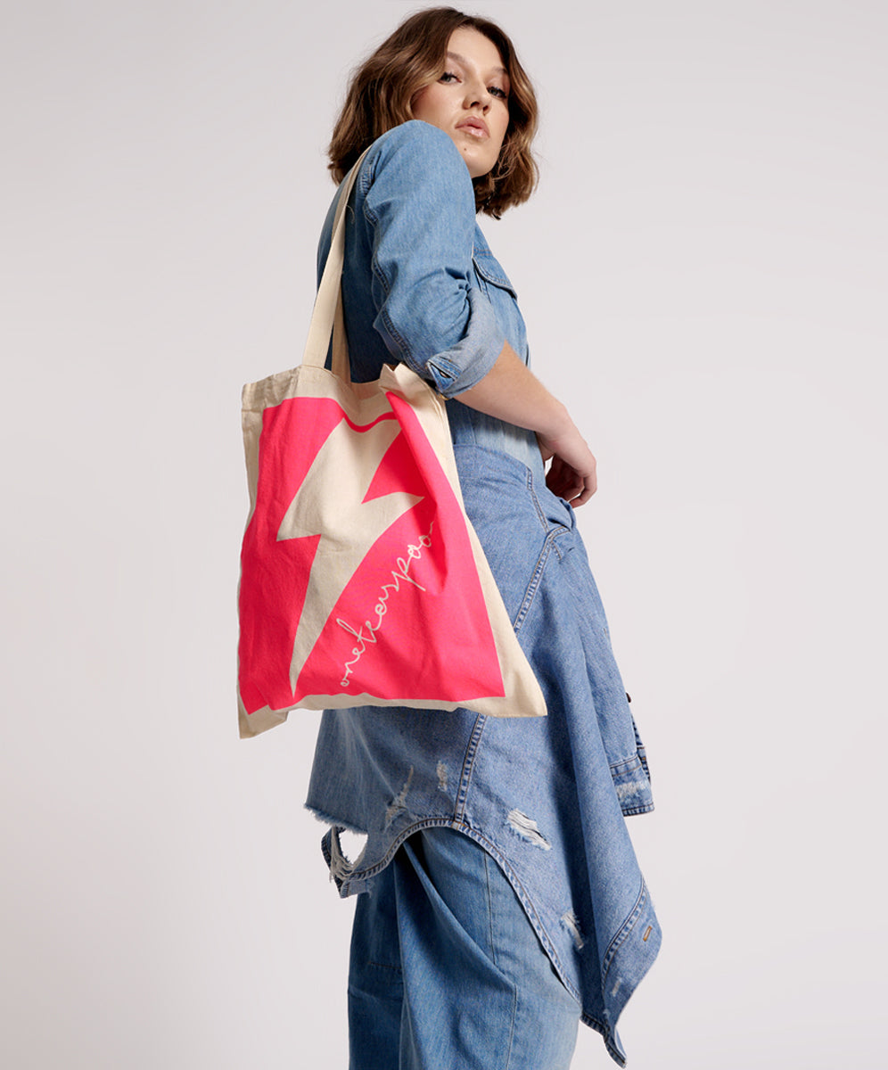 Products PINK LIGHTNING BOLT TOTE BAG