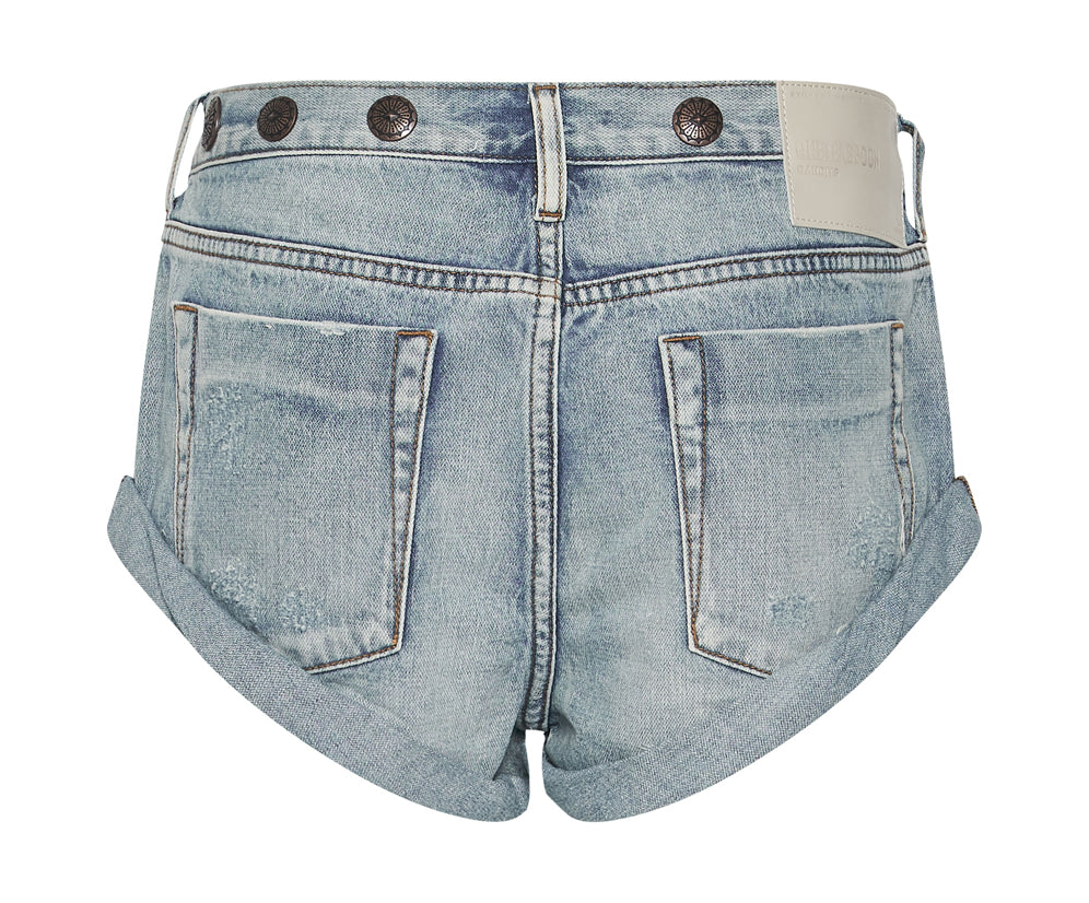Bandits Low Waist Studded Denim Shorts - Hendrixe Blue