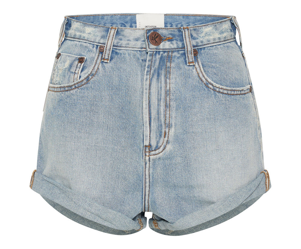 Bandits High Waist Denim Shorts - Hendrixe Blue