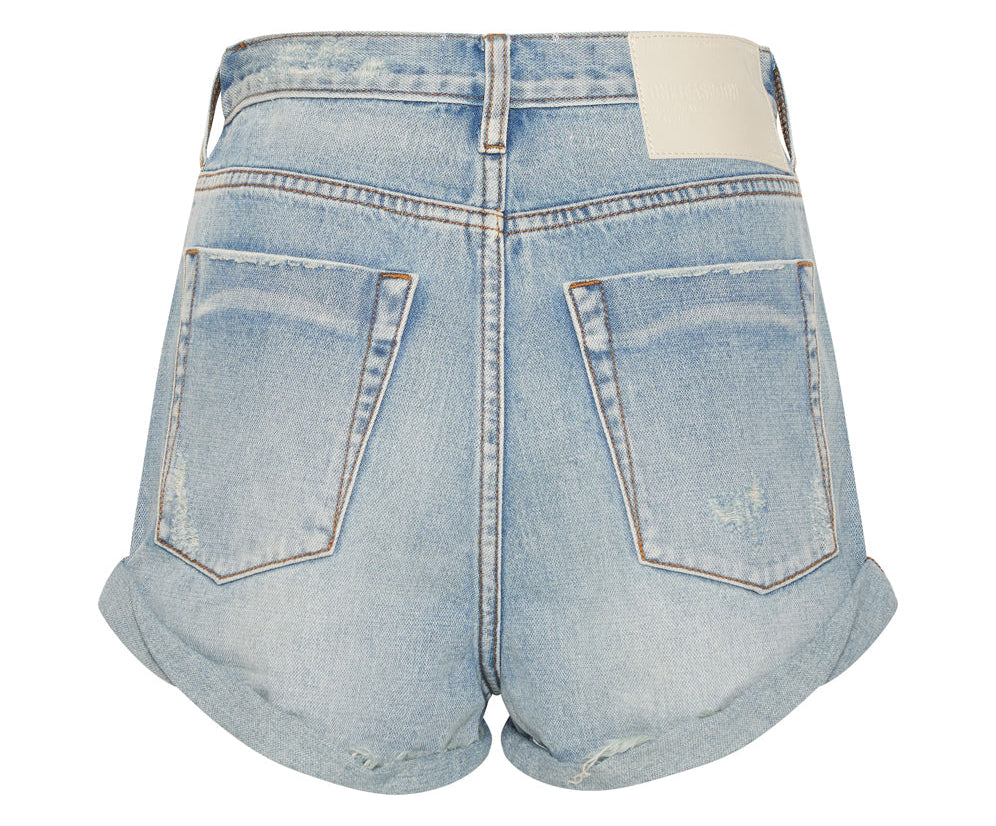 Bandits High Waist Denim Shorts - Hendrixe Blue