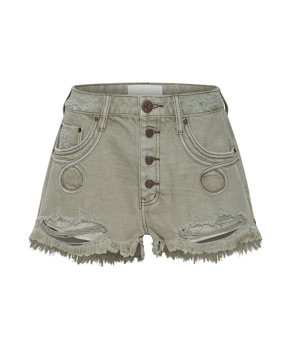 Products LE LOOP LE WOLVES MID LENGTH DENIM SHORTS