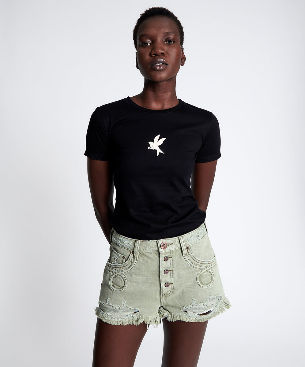 Products LE LOOP LE WOLVES MID LENGTH DENIM SHORTS