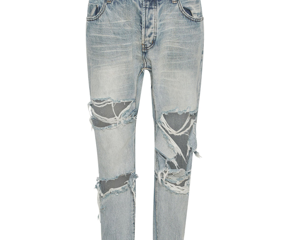 KANSAS BLUE TRASHED SAINTS BOYFRIEND JEANS