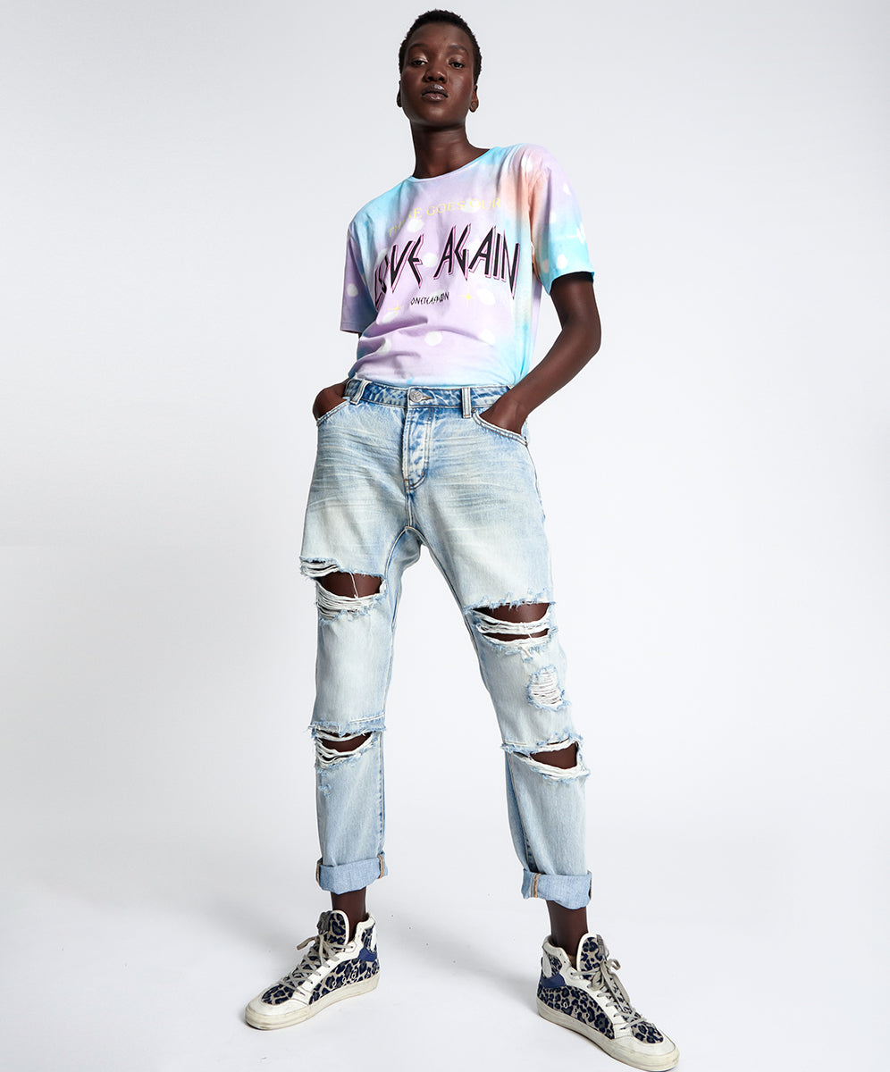 Products KANSAS BLUE TRASHED SAINTS BOYFRIEND JEANS