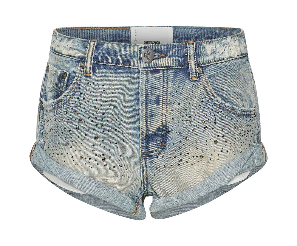 STONED COWBOY LOW WAIST BANDIT DENIM SHORTS