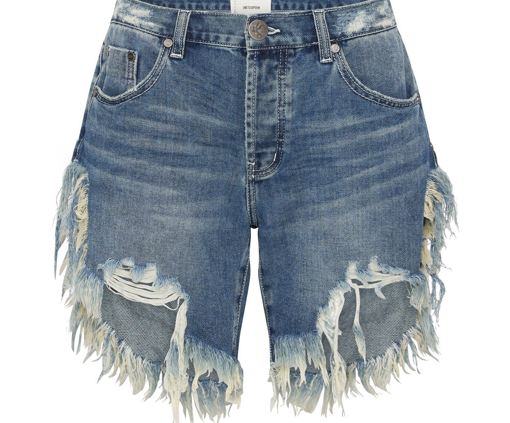 RODEO BLUE FRANKIES LONG LENGTH DENIM SHORTS BLUE