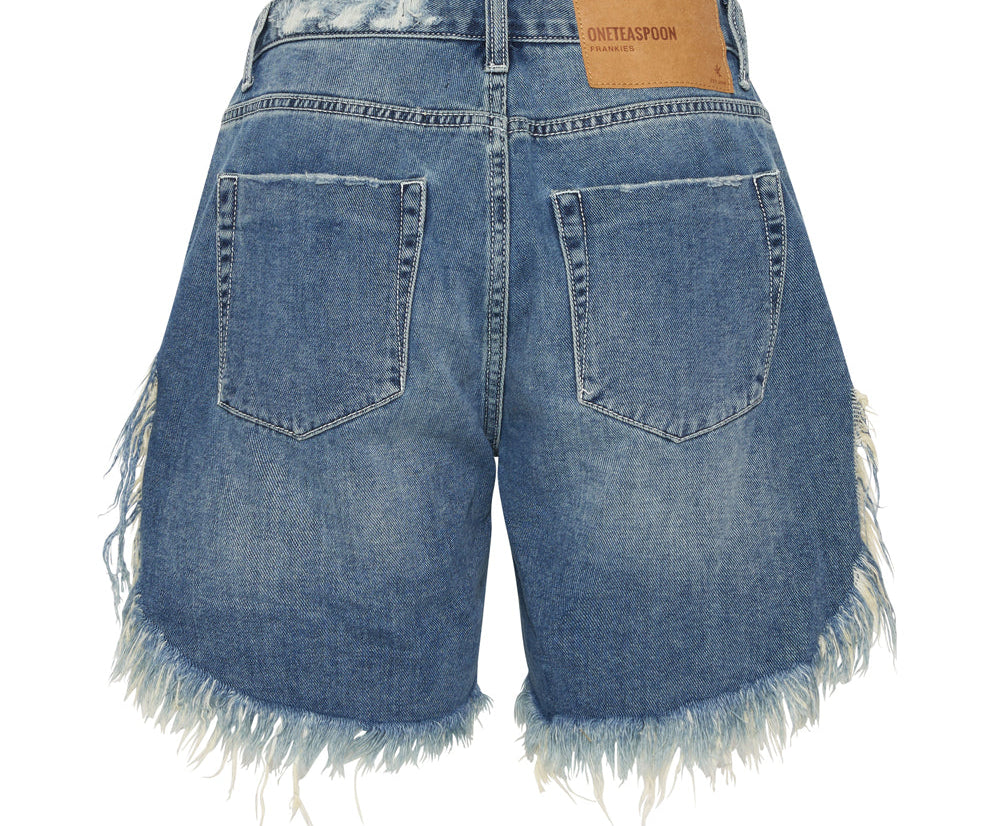 RODEO BLUE FRANKIES LONG LENGTH DENIM SHORTS BLUE