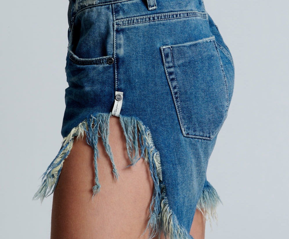 RODEO BLUE FRANKIES LONG LENGTH DENIM SHORTS BLUE