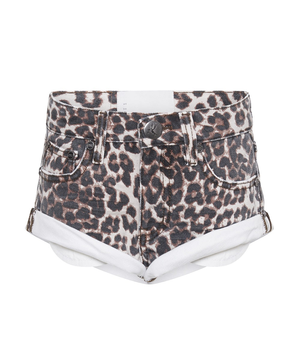 Products Kids Bandits Low Waist Denim Shorts - Leopard Print