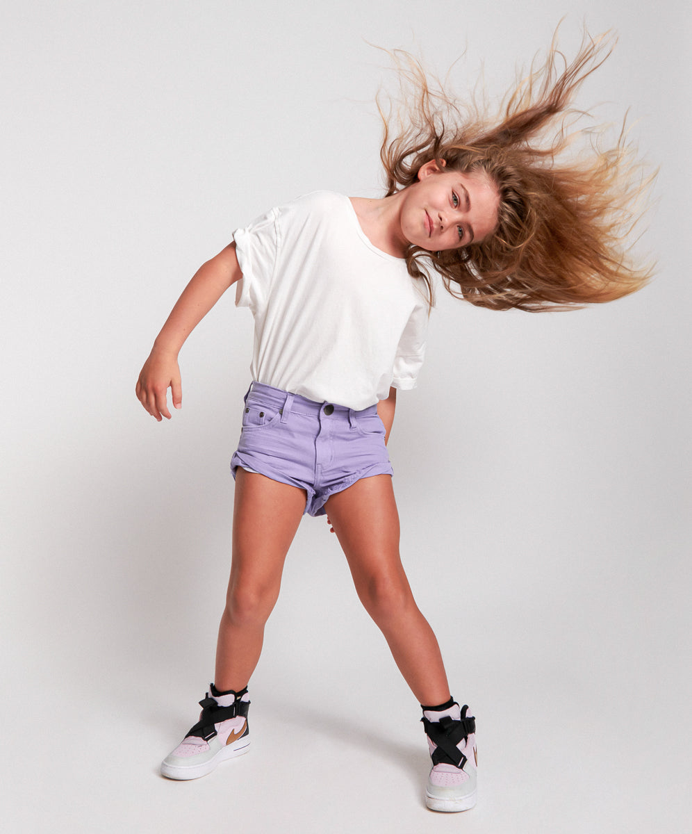 Products Kids Bandits Low Waist Denim Shorts - Purple Dove